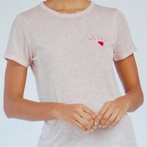Lucky Brand Pink Tee with Red Heart